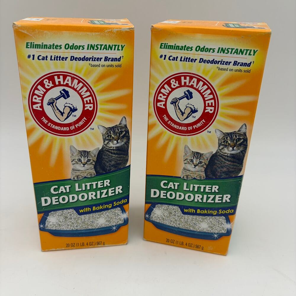 2 Arm & Hammer Cat Litter Deodorizer Powder with Baking Soda 20oz Each